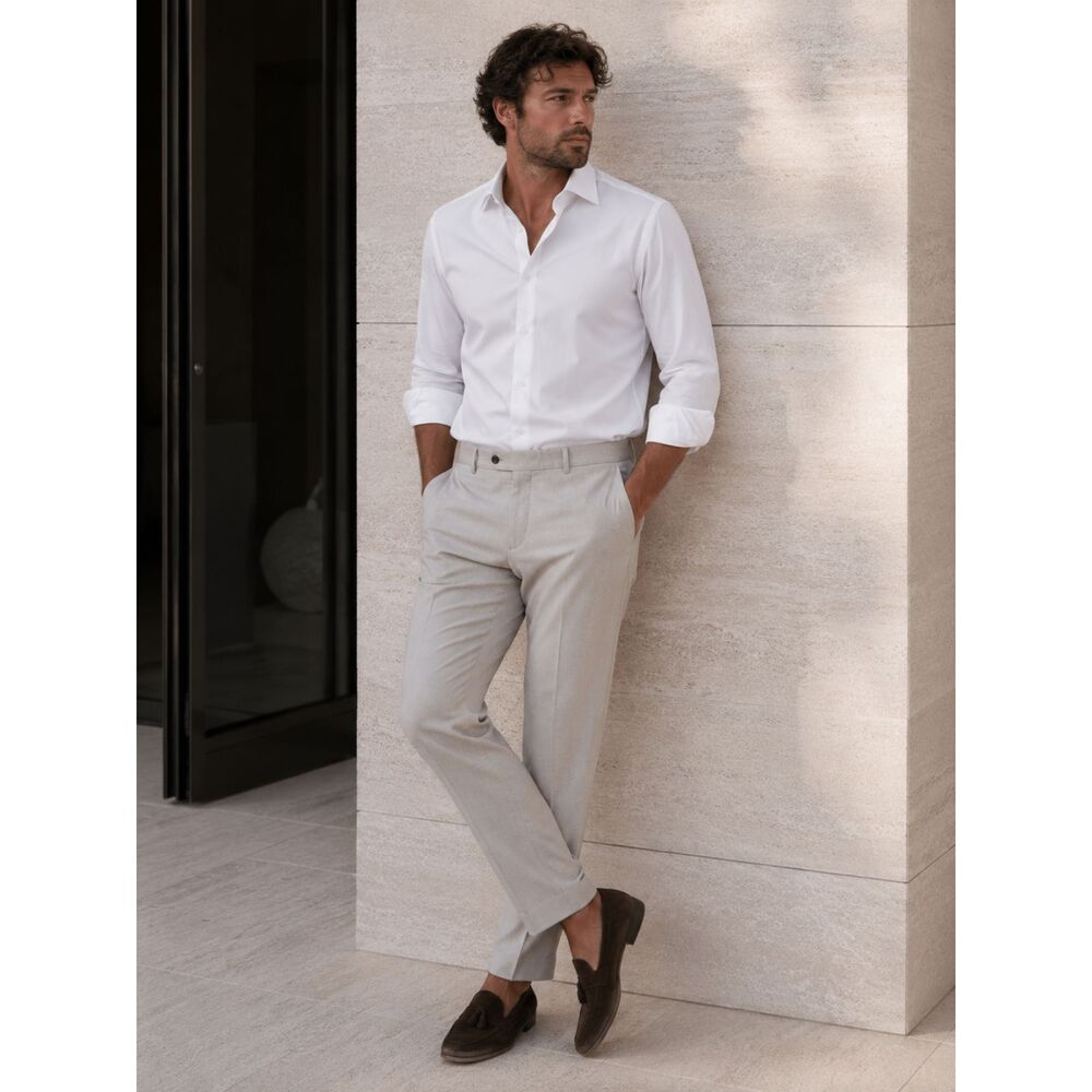 SUITSUPPLY Cream 100% Wool Flat Front Chino Pants Trousers  Mens Size EU 46